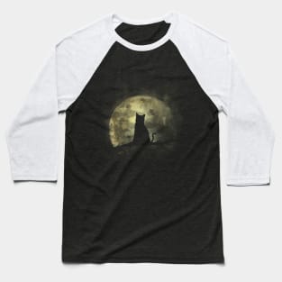 Cat and Moon Baseball T-Shirt